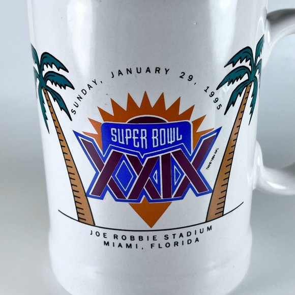 Vtg Super Bowl XXIX 29 Miami FL Ceramic Beer Mug Stein Joe Robbie NFL - Picture 7 of 11